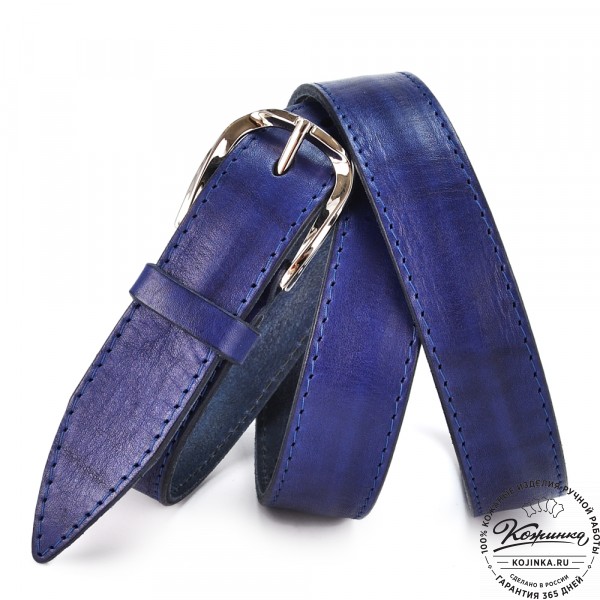 Кожаный ремень "Оникс" (электрик). фото 1